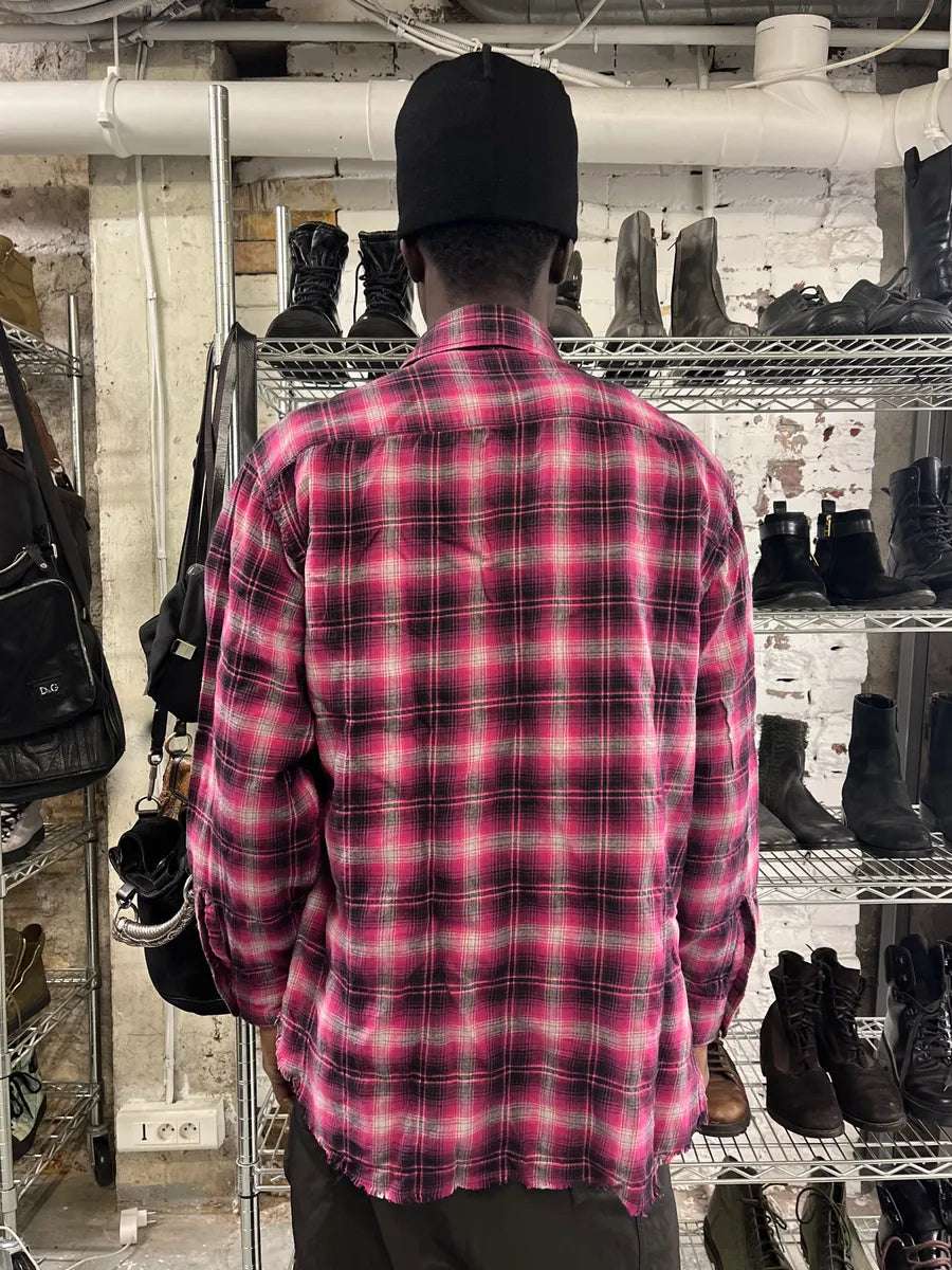 SS2015 Saint Laurent Pink Checkered Flannel Rock Shirt lDZwRuc 2