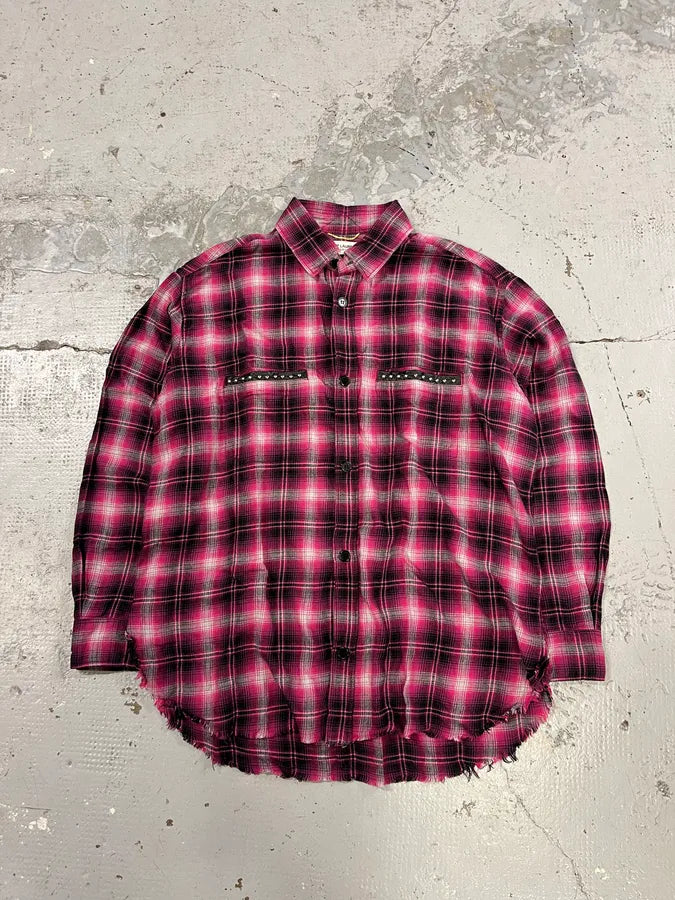 SS2015 Saint Laurent Pink Checkered Flannel Rock Shirt lDZwRuc 3