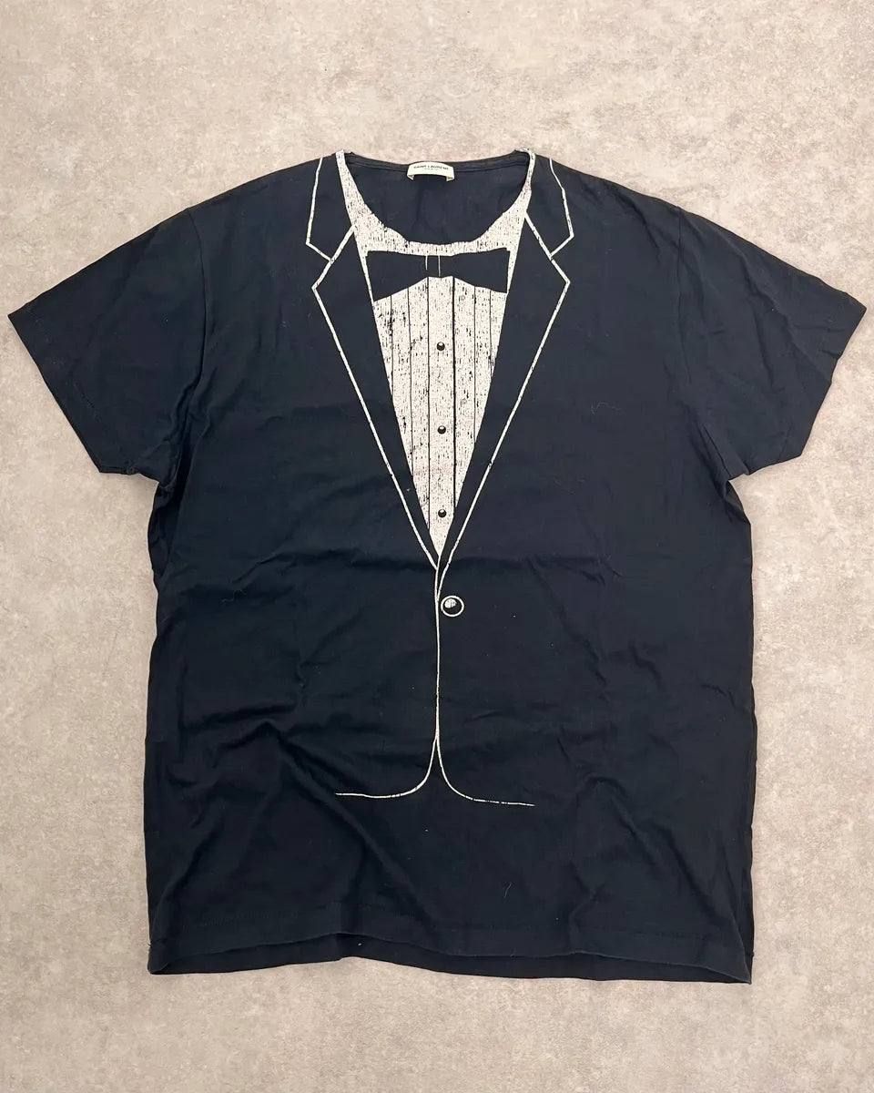 SS2015 Saint Laurent Trompe L’œil Waiter Black T-Shirt by Hedi Slimane lmhMklH 3