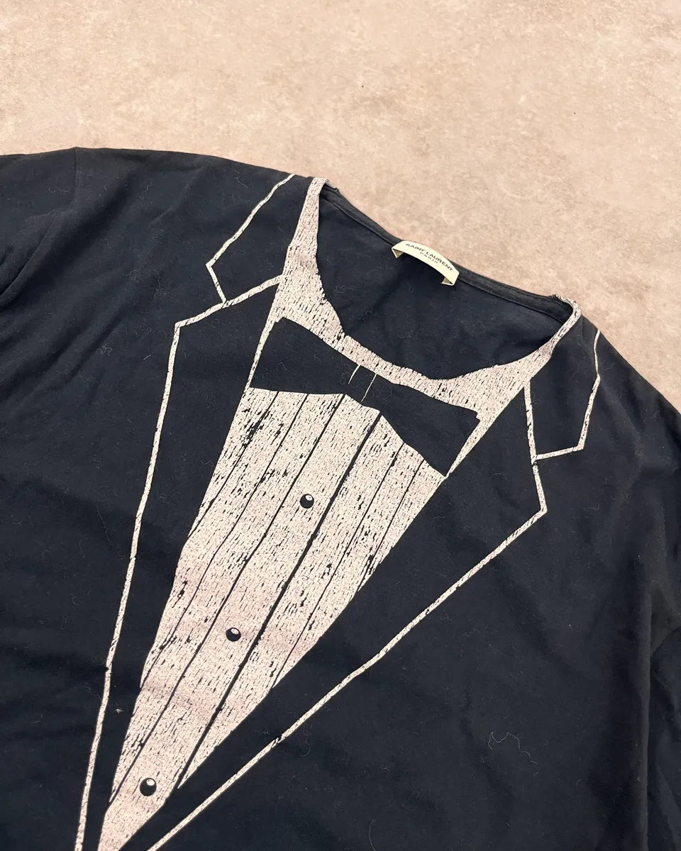 SS2015 Saint Laurent Trompe L’œil Waiter Black T-Shirt by Hedi Slimane lmhMklH 4