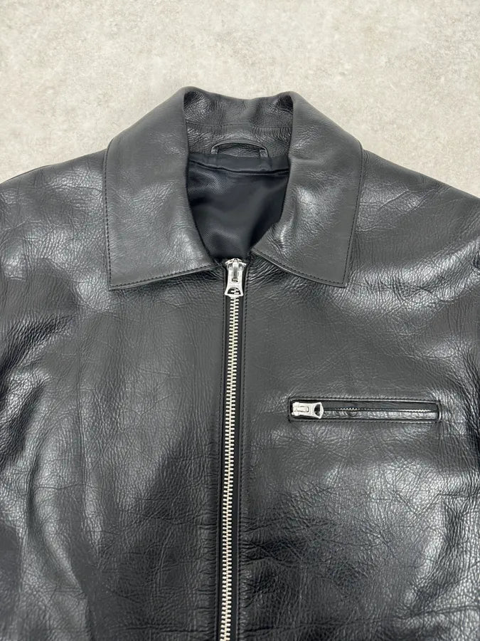 SS2016 Acne Studios Calfskin Black Minimalist Premium Leather Jacket IhJcbwO 3