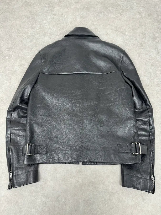 SS2016 Acne Studios Calfskin Black Minimalist Premium Leather Jacket IhJcbwO 7