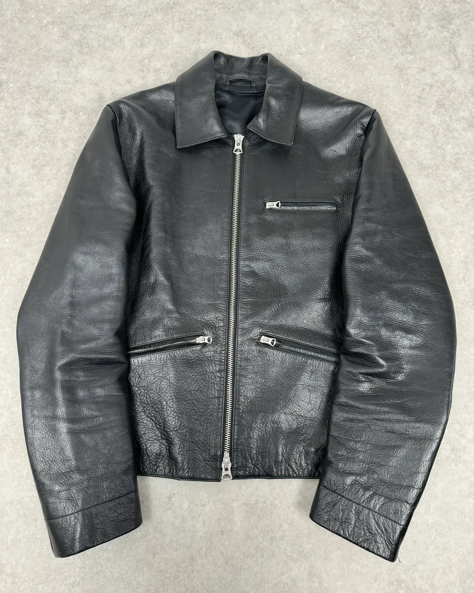 SS2016 Acne Studios Calfskin Black Minimalist Premium Leather Jacket IhJcbwO 0