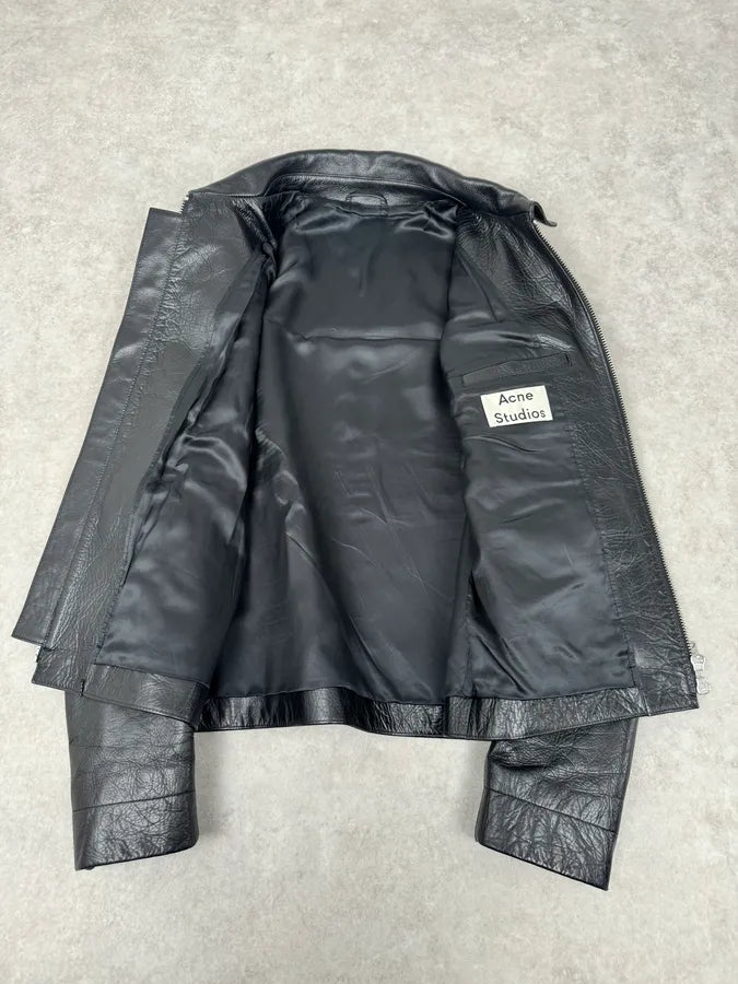 SS2016 Acne Studios Calfskin Black Minimalist Premium Leather Jacket IhJcbwO 8
