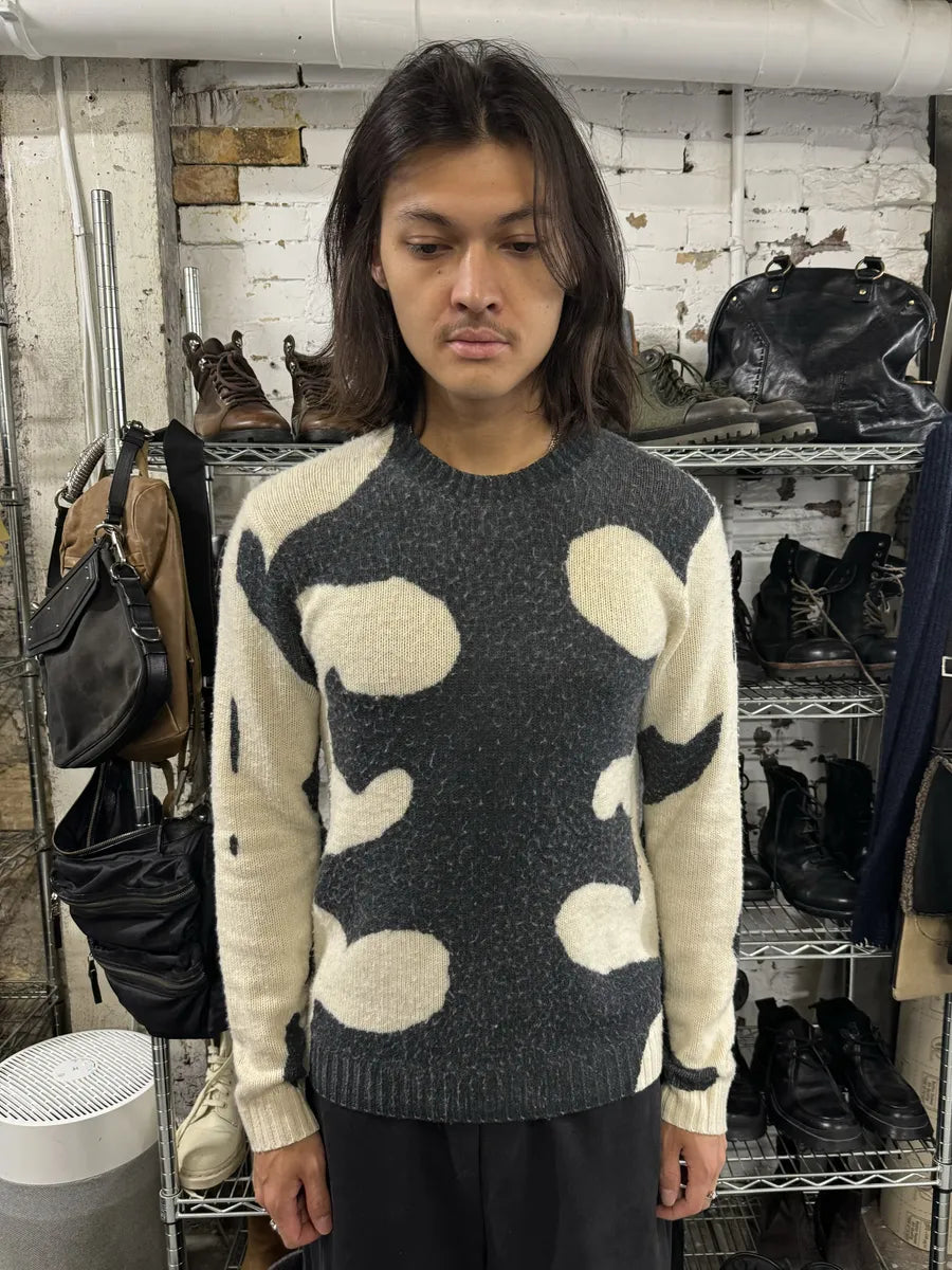SS2016 Acne Studios Peele Waves White & Grey Wool & Cashmere Sweater mMJECvS 2