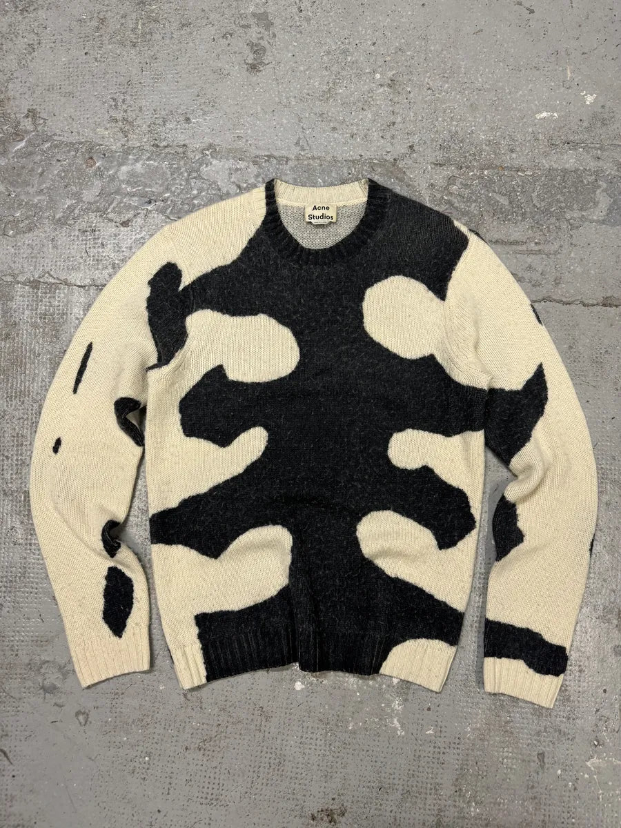 SS2016 Acne Studios Peele Waves White & Grey Wool & Cashmere Sweater mMJECvS 4