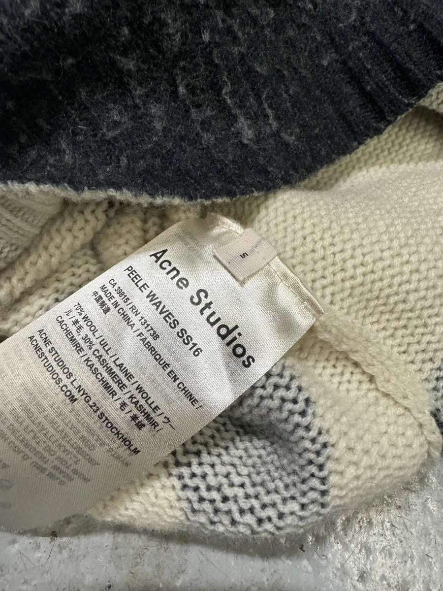 SS2016 Acne Studios Peele Waves White & Grey Wool & Cashmere Sweater mMJECvS 6