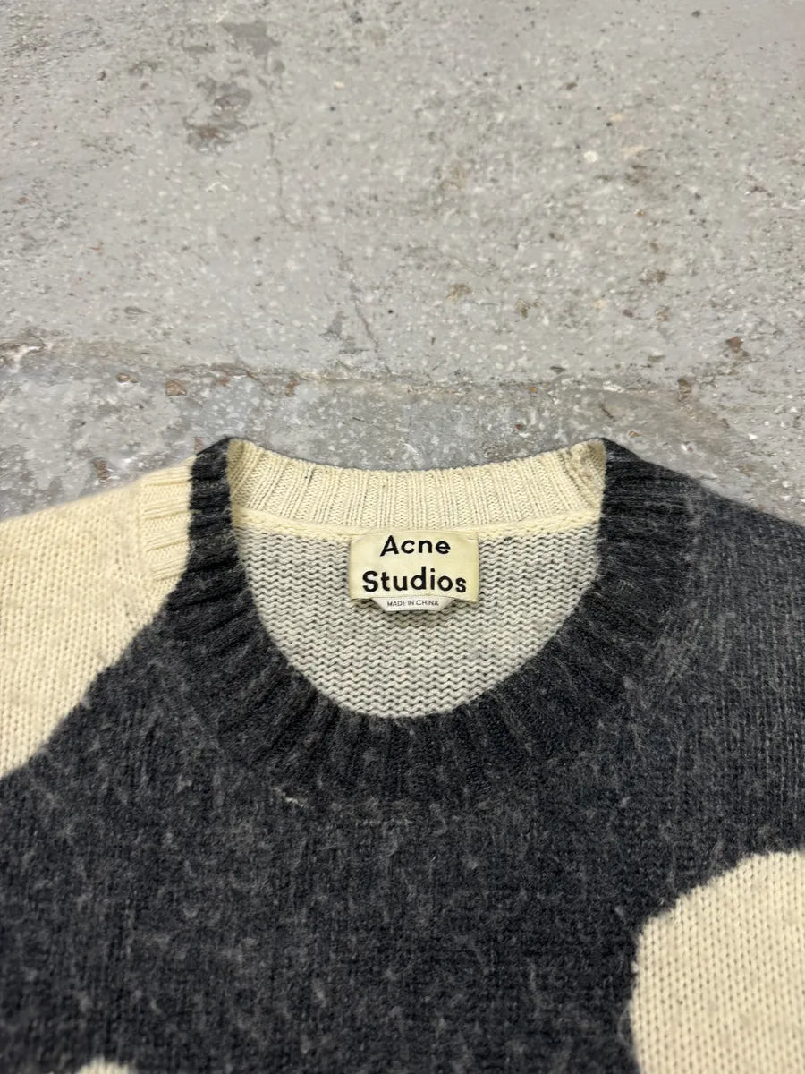 SS2016 Acne Studios Peele Waves White & Grey Wool & Cashmere Sweater mMJECvS 8