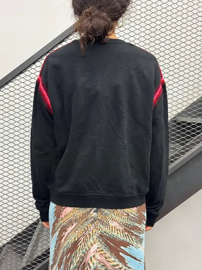 SS2016 Alexander McQueen Black & Red Crochet Detail Sweater SrHTwOu 2