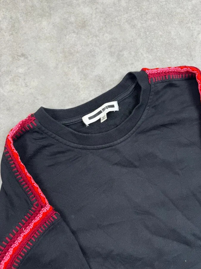 SS2016 Alexander McQueen Black & Red Crochet Detail Sweater SrHTwOu 3