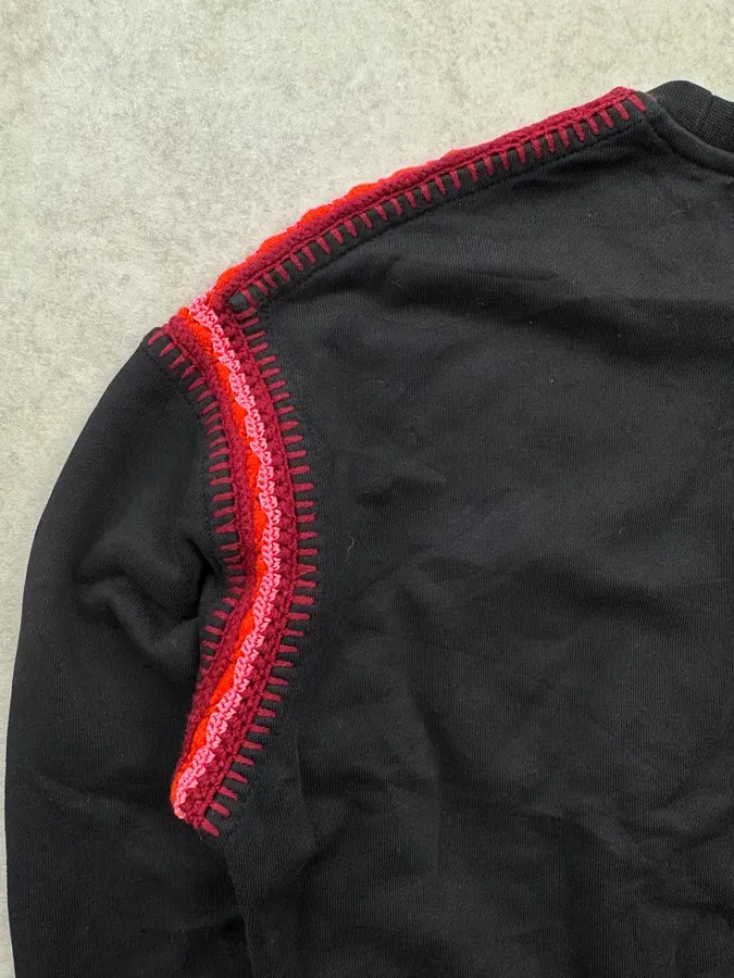 SS2016 Alexander McQueen Black & Red Crochet Detail Sweater SrHTwOu 5
