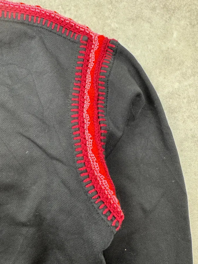 SS2016 Alexander McQueen Black & Red Crochet Detail Sweater SrHTwOu 7