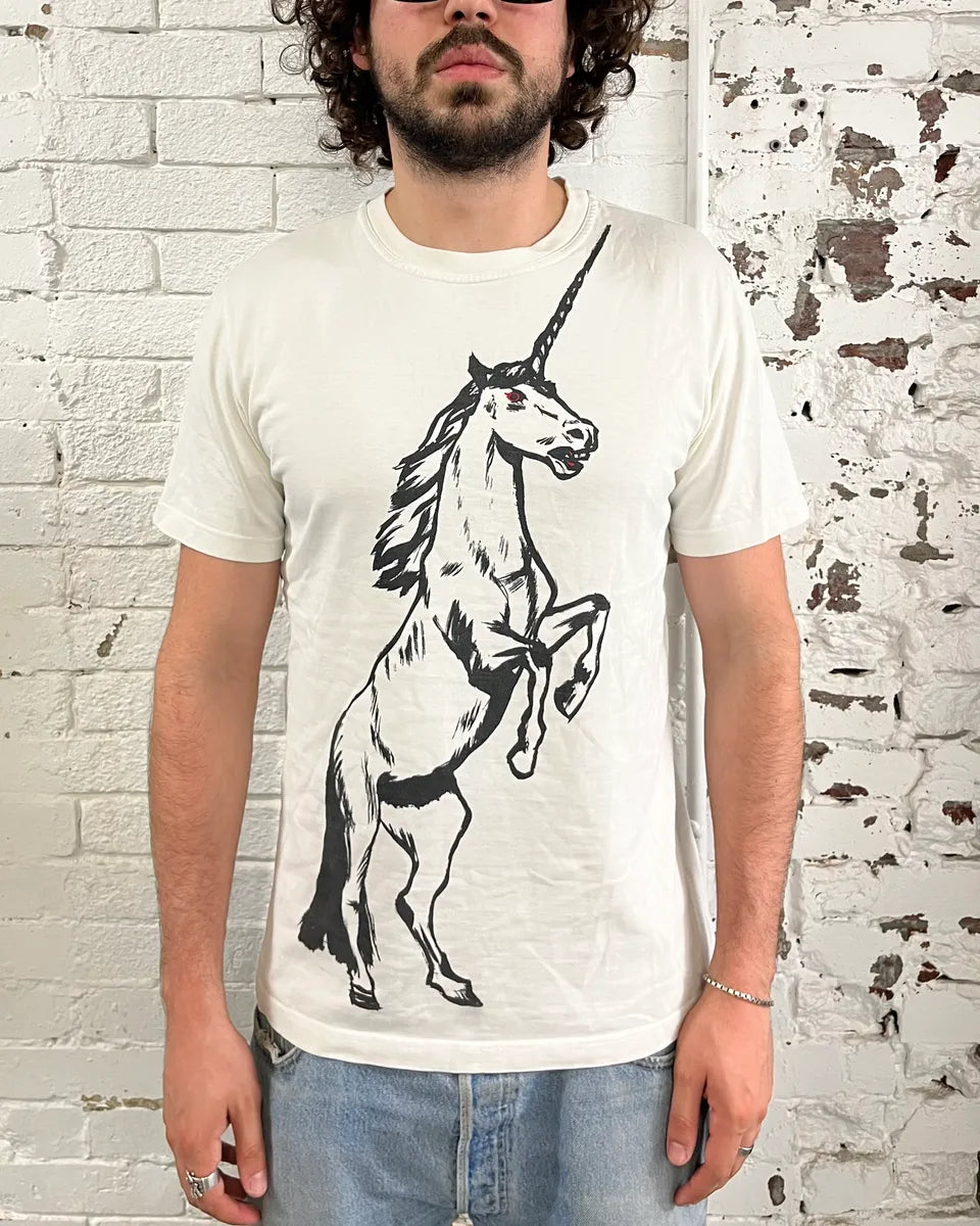SS2016 Balenciaga White Unicorn Horse T-Shirt YxPWiFY 1