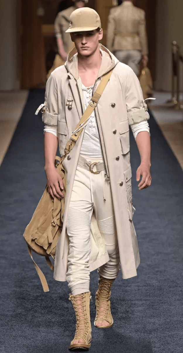 SS2016 Balmain Beige Cargo Laced Linen Henley Sweater QuJYkgx 1