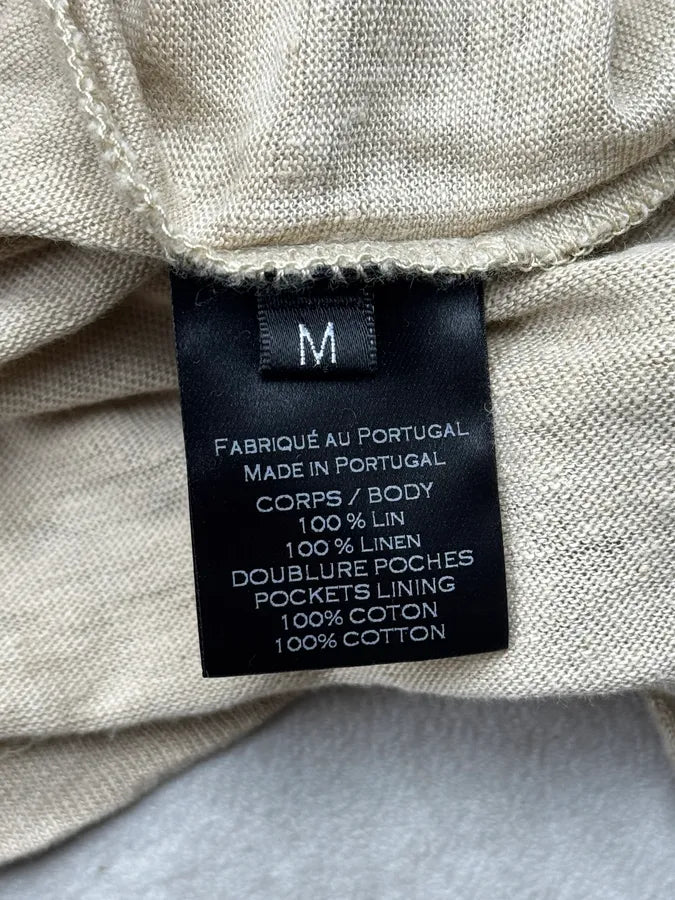 SS2016 Balmain Beige Cargo Laced Linen Henley Sweater QuJYkgx 10