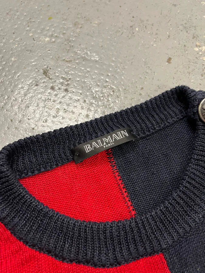 SS2016 Balmain USA Flag Distressed Buttoned Sweater UjzzgRY 7