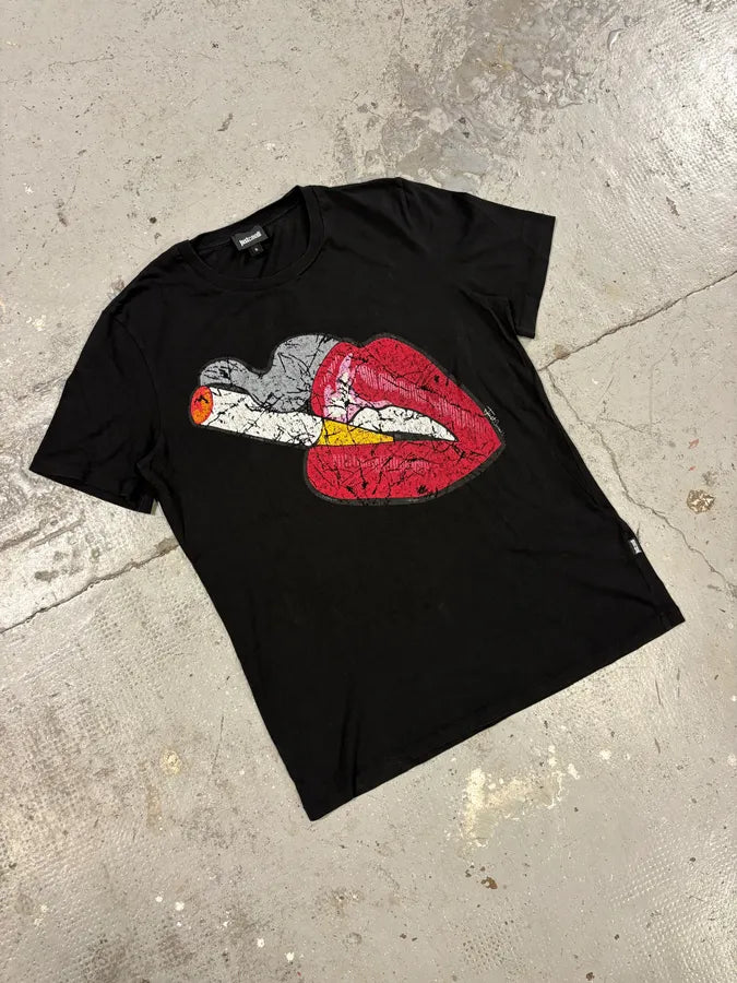 SS2016 Cavalli Kiss Smoke Rebel Black Tee-Shirt (S) ssOFNcn 3