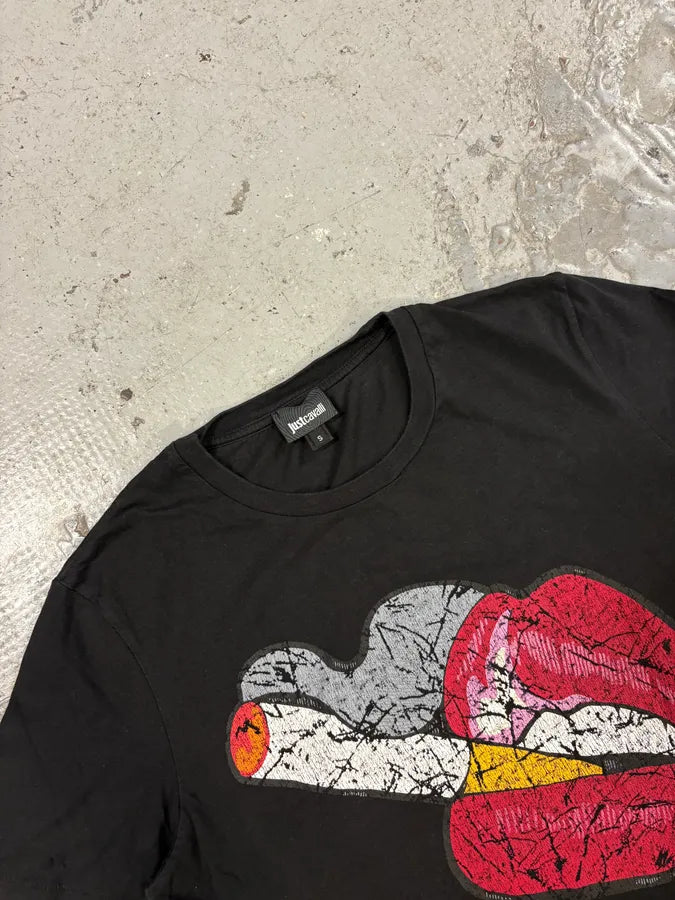 SS2016 Cavalli Kiss Smoke Rebel Black Tee-Shirt (S) ssOFNcn 4