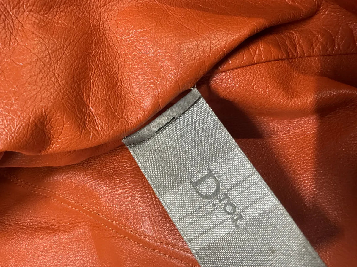 SS2016 Dior Homme Navy Leather Orange Lining Jacket qskBovi 9