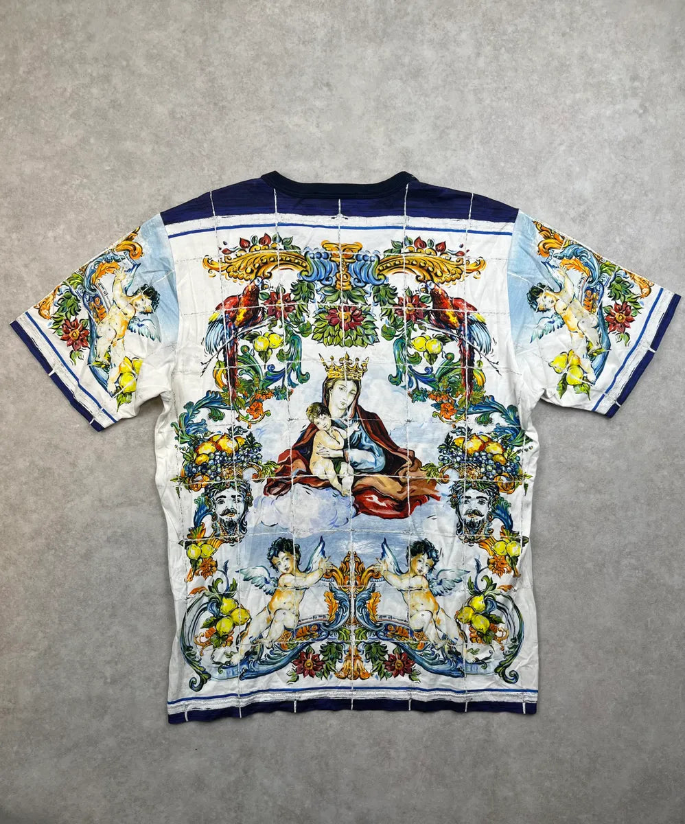 SS2016 Dolce & Gabbana Navy Catholic Baroque Print T-Shirt oQYmOKo 1