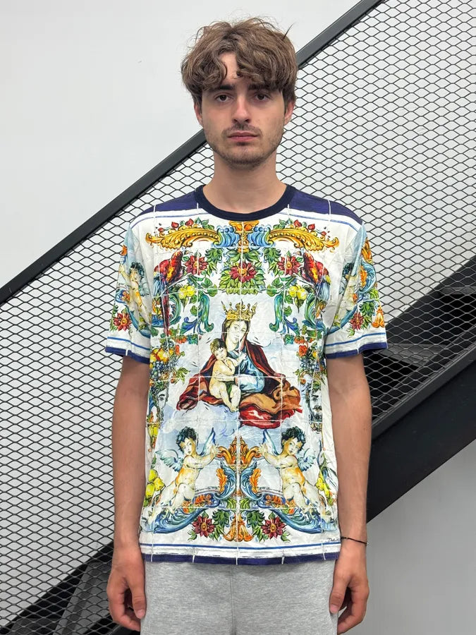 SS2016 Dolce & Gabbana Navy Catholic Baroque Print T-Shirt oQYmOKo 2
