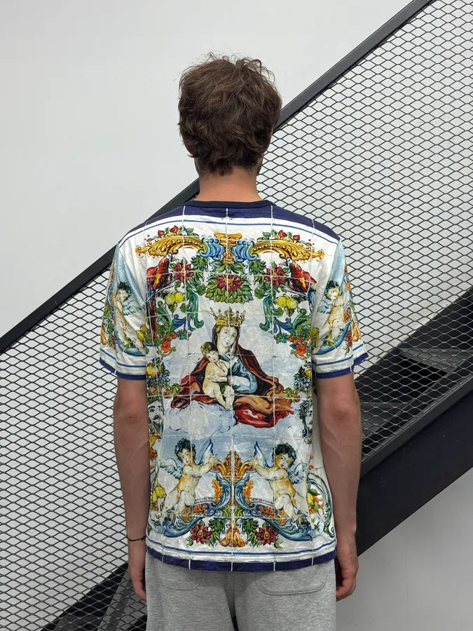 SS2016 Dolce & Gabbana Navy Catholic Baroque Print T-Shirt oQYmOKo 3