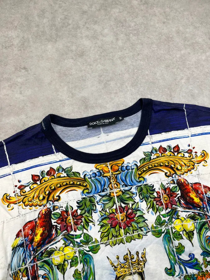 SS2016 Dolce & Gabbana Navy Catholic Baroque Print T-Shirt oQYmOKo 4