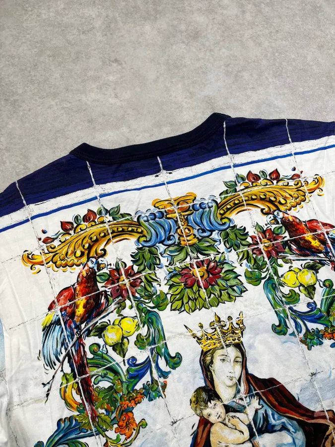 SS2016 Dolce & Gabbana Navy Catholic Baroque Print T-Shirt oQYmOKo 5
