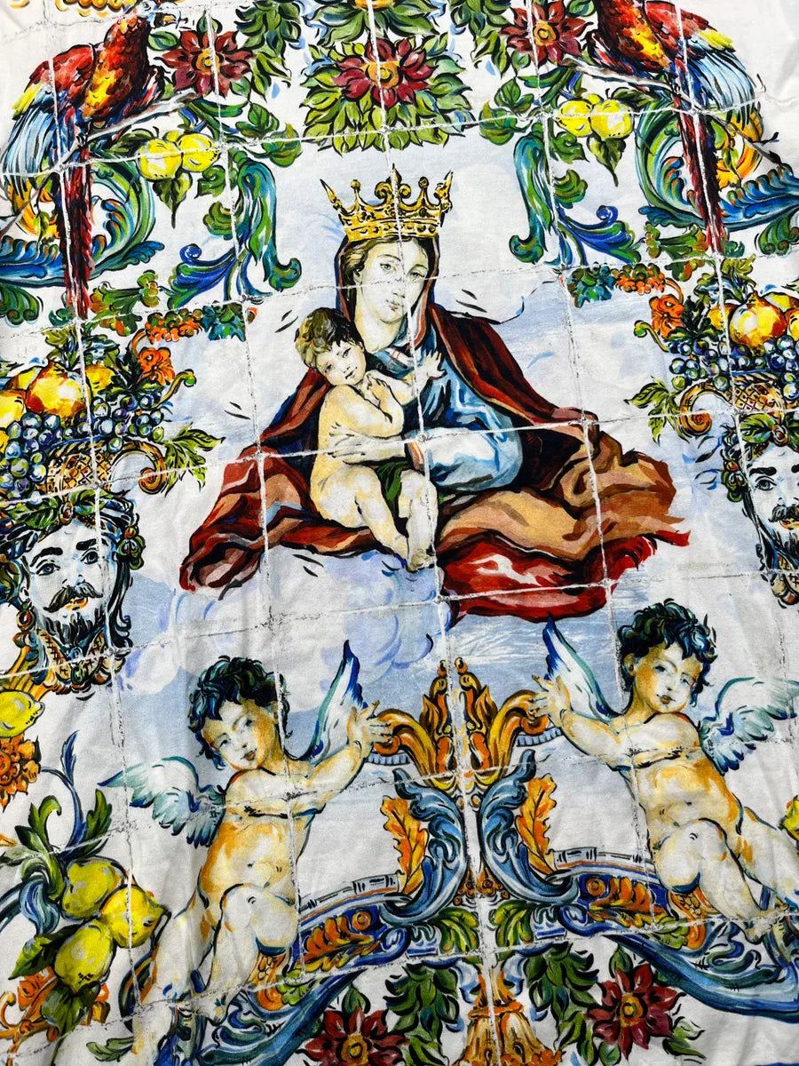 SS2016 Dolce & Gabbana Navy Catholic Baroque Print T-Shirt oQYmOKo 6