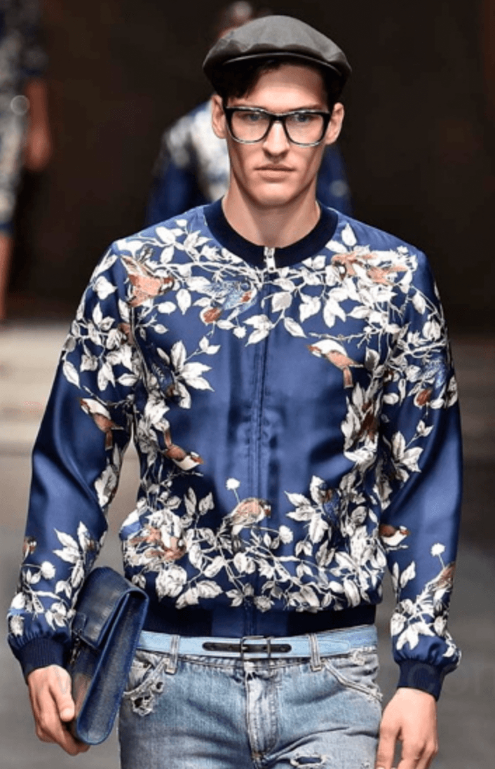 SS2016 Dolce & Gabbana Navy Floral Light Nylon Windbreaker Jacket  oAdjHKC 1