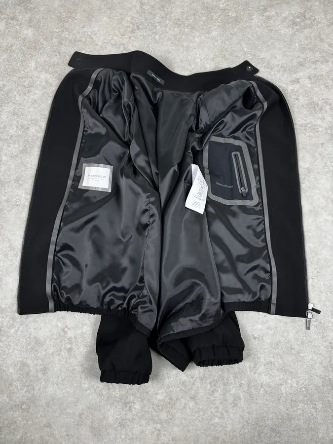 SS2016 Emporio Armani Black Minimalist Biker Jacket zLwQWra 6