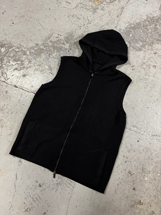 SS2016 Emporio Armani Black Sleeveless Zip-up Hoodie bfZnhlL 2