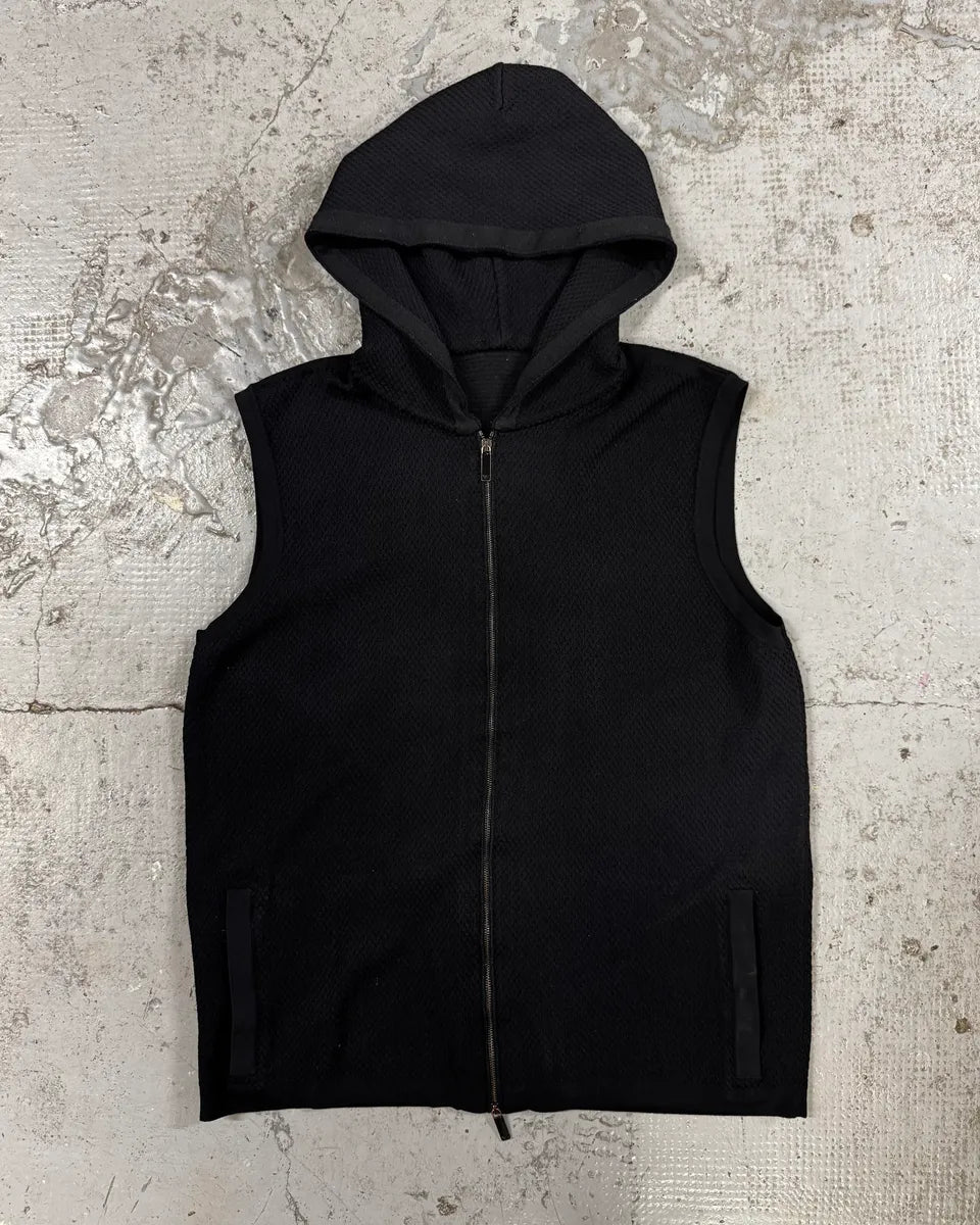 SS2016 Emporio Armani Black Sleeveless Zip-up Hoodie bfZnhlL 0