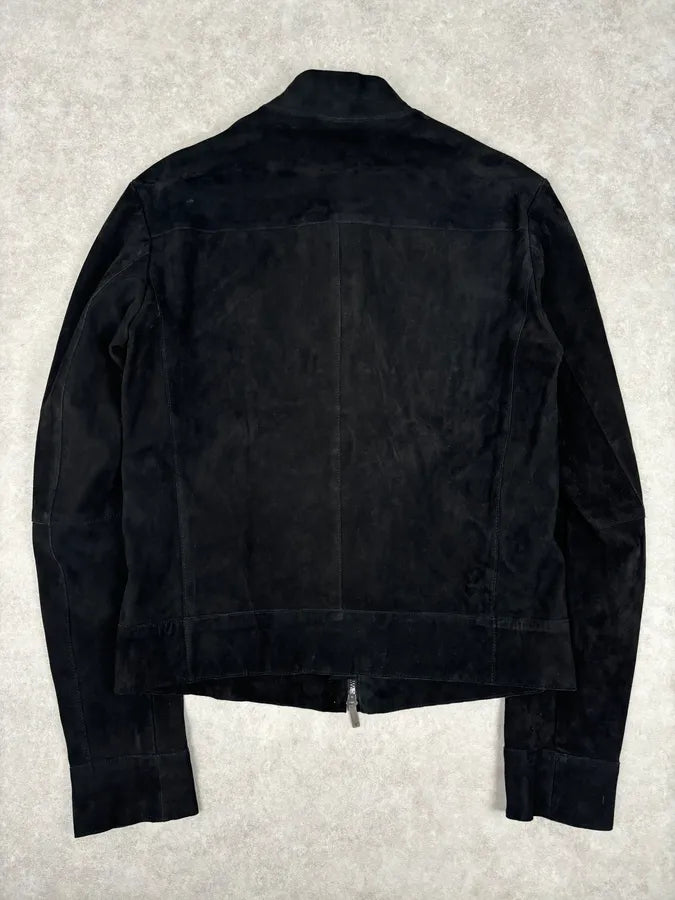 SS2016 Emporio Armani Black Suede Leather Jacket zMOpgDN 4