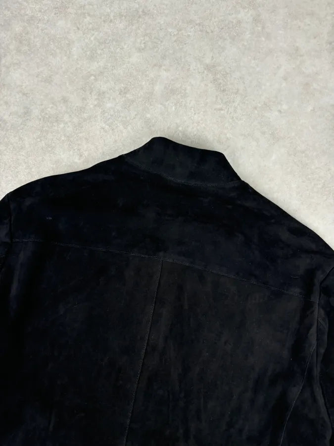 SS2016 Emporio Armani Black Suede Leather Jacket zMOpgDN 5