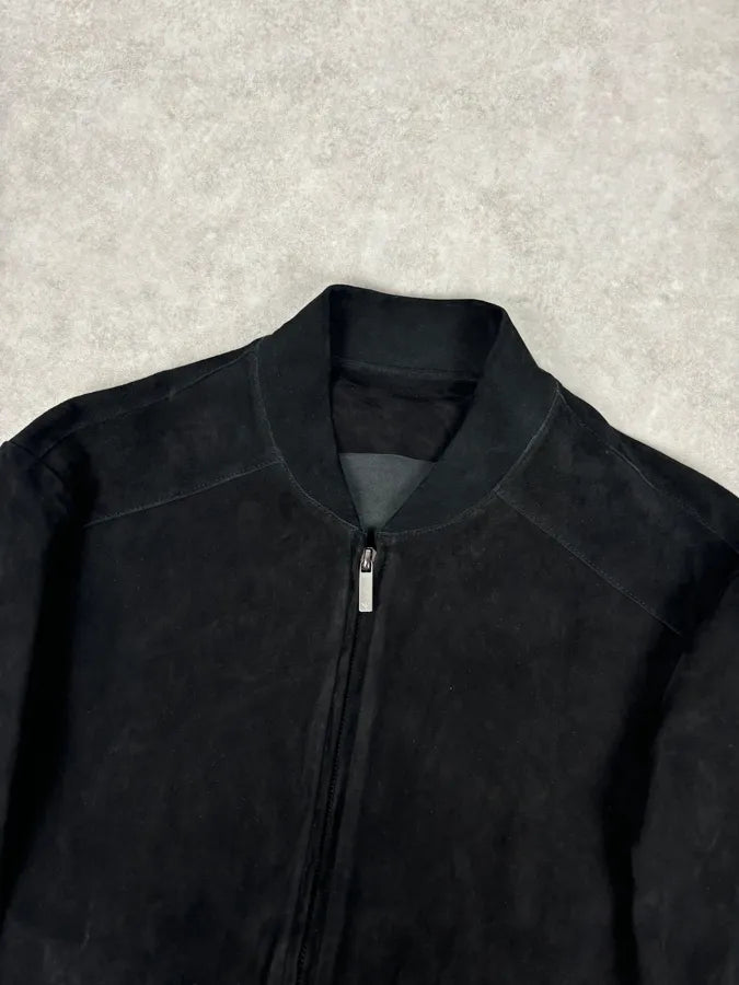 SS2016 Emporio Armani Black Suede Leather Jacket zMOpgDN 3