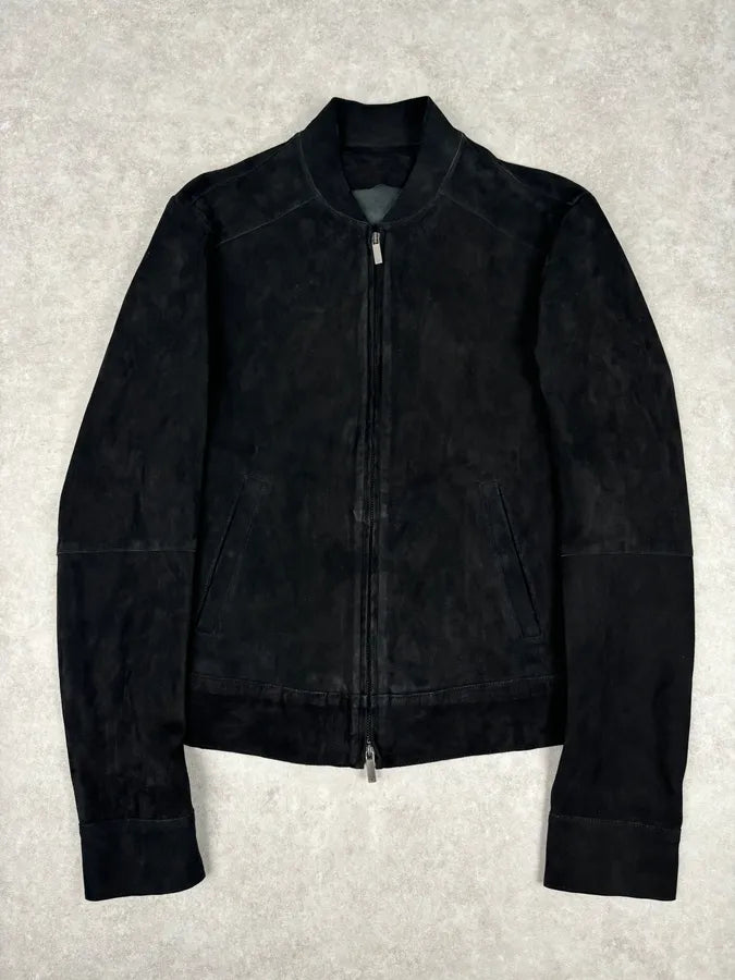 SS2016 Emporio Armani Black Suede Leather Jacket zMOpgDN 0