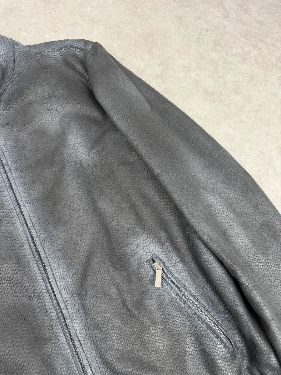 SS2016 Emporio Armani Dark Blue Python Effect Leather Jacket MPhSsSd 5