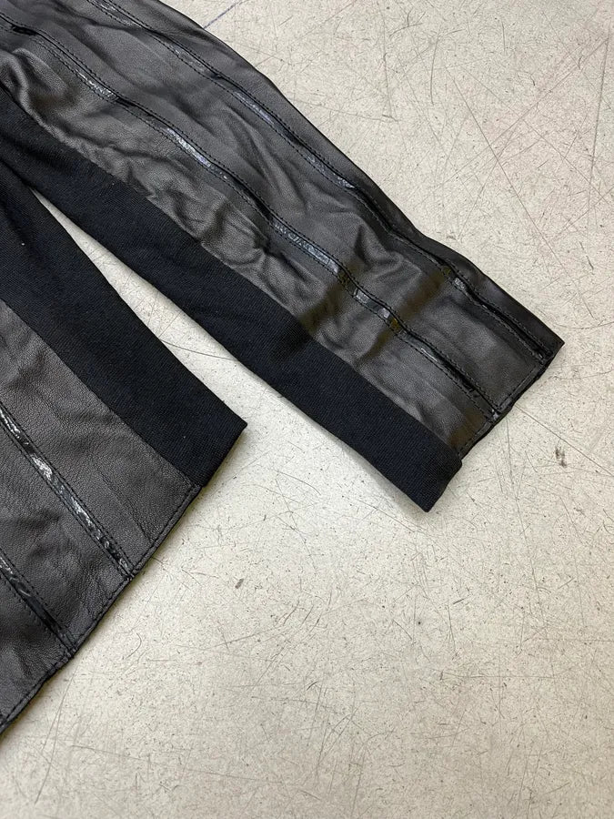 SS2016 Emporio Armani Lined Hybrid Black Leather & Wool Jacket JUSYeJo 4
