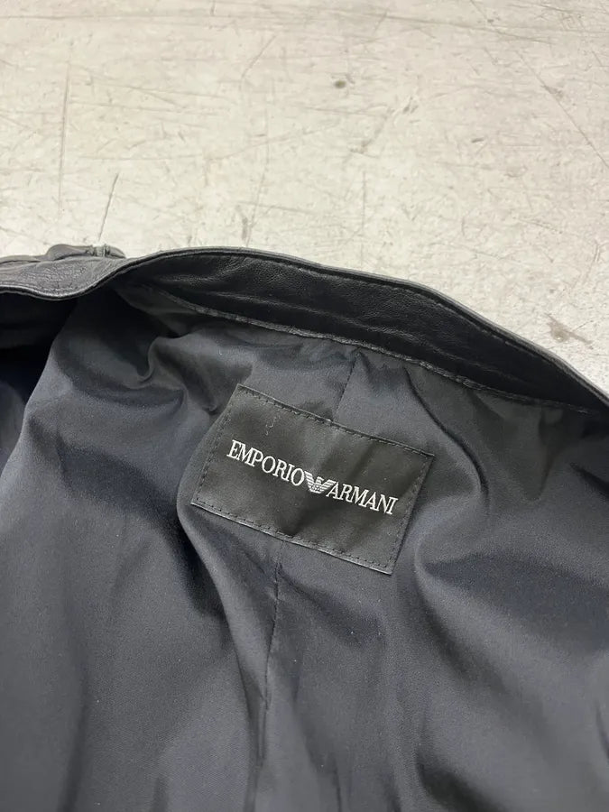 SS2016 Emporio Armani Lined Hybrid Black Leather & Wool Jacket JUSYeJo 7