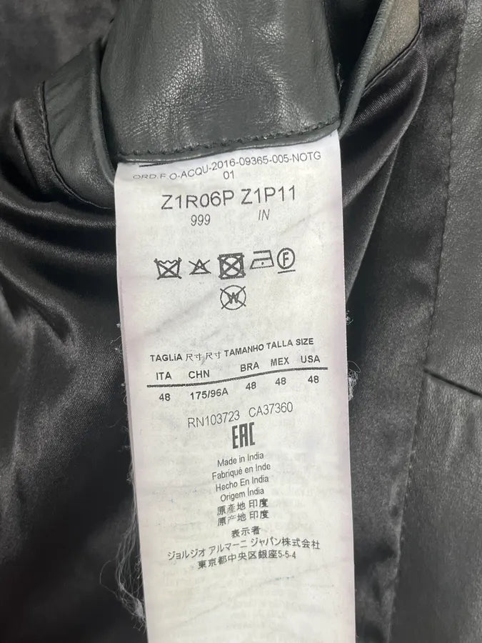 SS2016 Emporio Armani Woven Asymmetrical Leather Jacket LmagfON 11