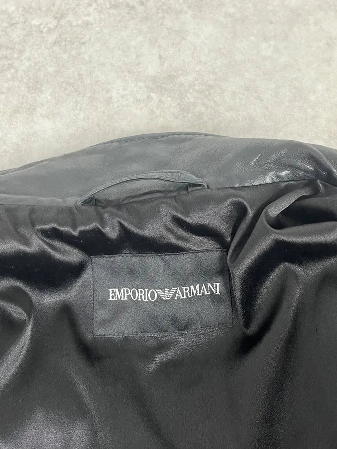 SS2016 Emporio Armani Woven Asymmetrical Leather Jacket LmagfON 9