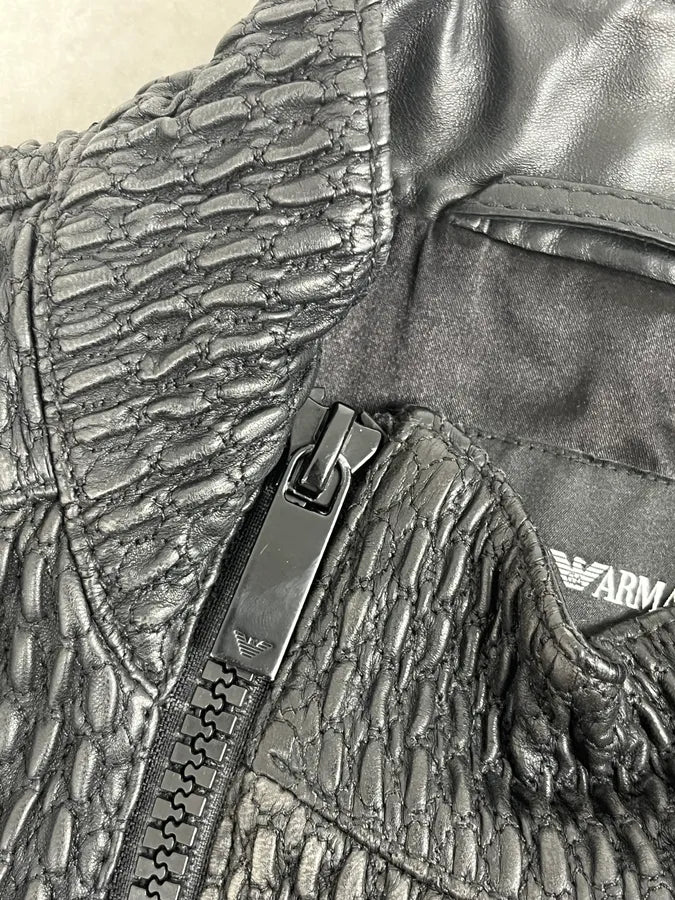 SS2016 Emporio Armani Woven Asymmetrical Leather Jacket LmagfON 7