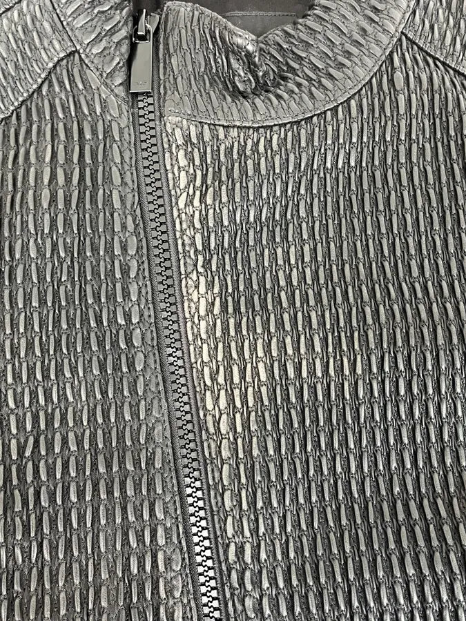 SS2016 Emporio Armani Woven Asymmetrical Leather Jacket LmagfON 12