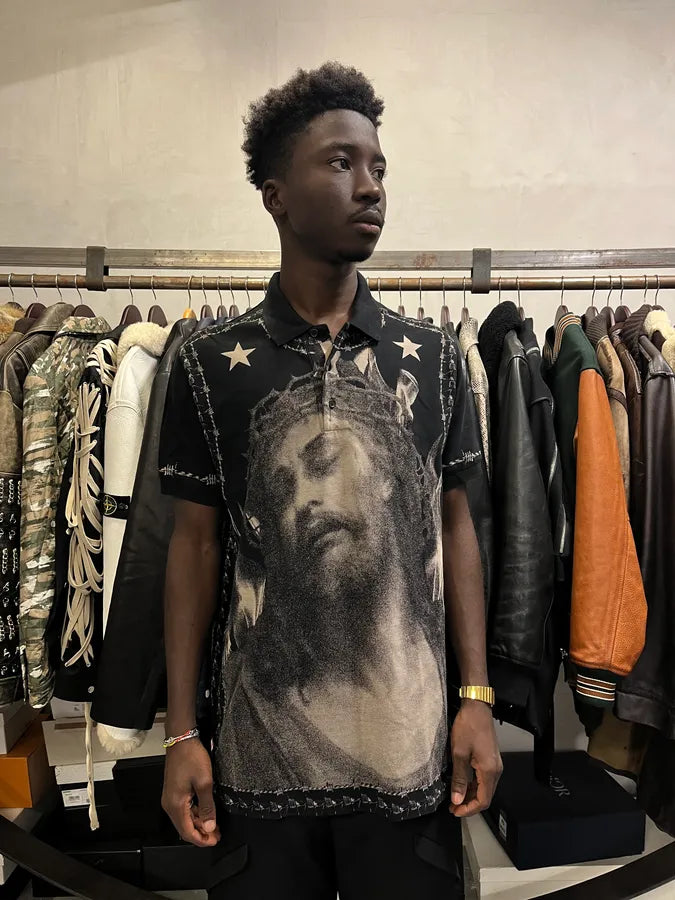 SS2016 Givenchy Jesus Black Polo Shirt by Riccardo Tisci dKSFtgs 1