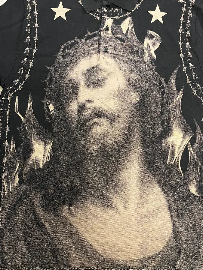 SS2016 Givenchy Jesus Black Polo Shirt by Riccardo Tisci dKSFtgs 5