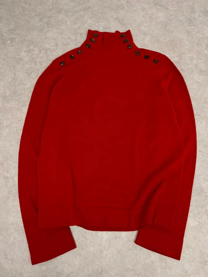 Ann Demeulemeester Buttoned Red Turtleneck Sweater RCJehZW 0