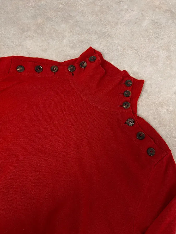 Ann Demeulemeester Buttoned Red Turtleneck Sweater RCJehZW 2