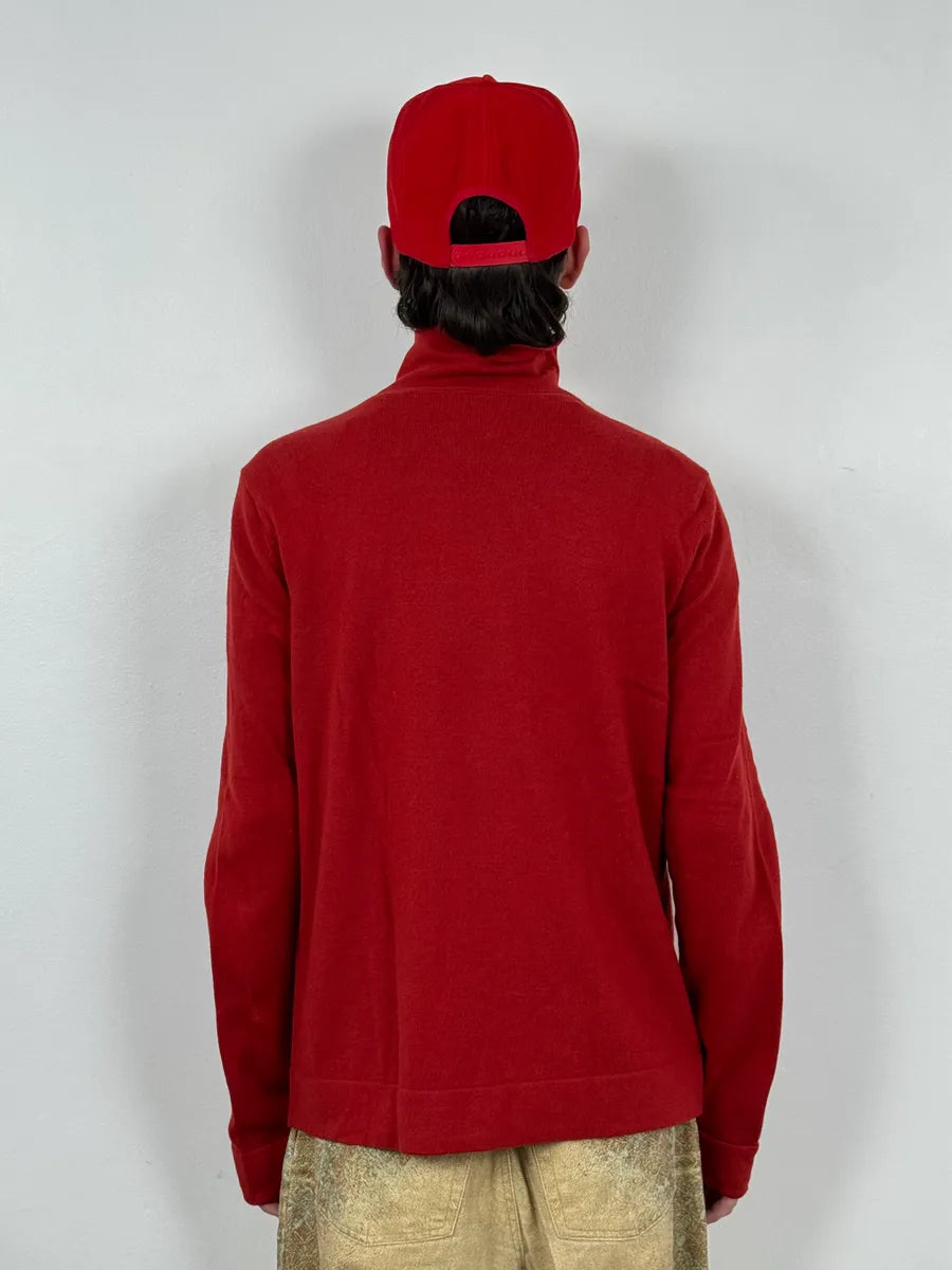 Ann Demeulemeester Buttoned Red Turtleneck Sweater RCJehZW 3