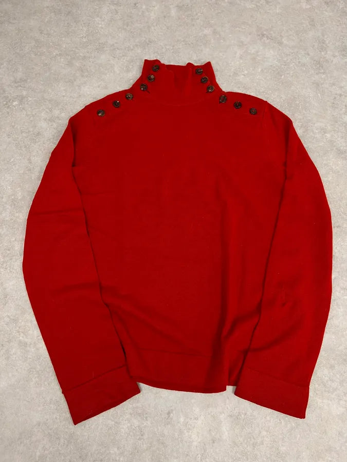 Ann Demeulemeester Buttoned Red Turtleneck Sweater RCJehZW 4
